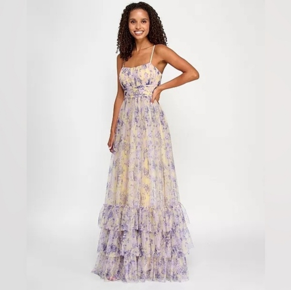 City Studios Tulle Ruffle Gown Dress Size 9/10 NEW
